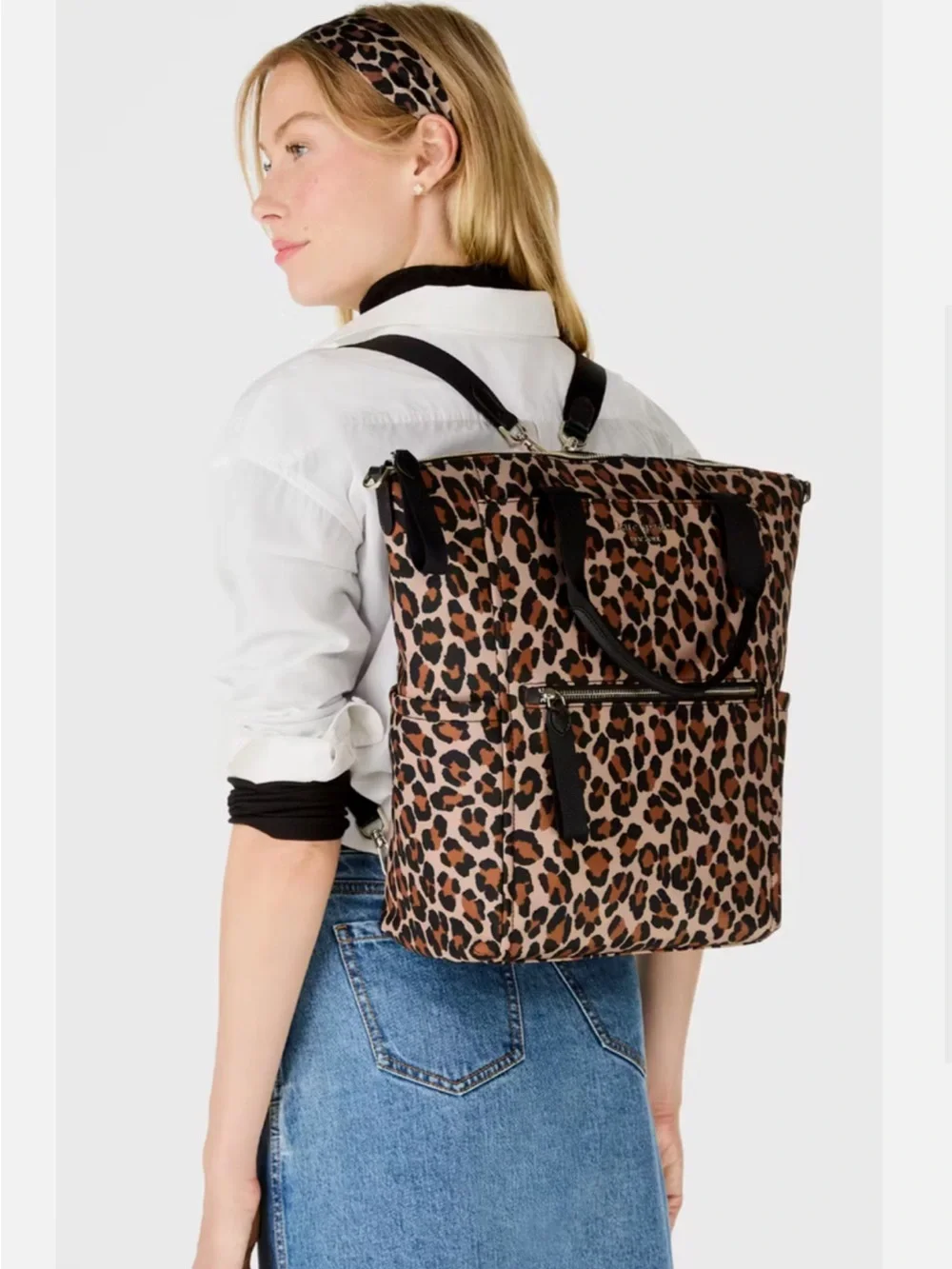 Leopard Print Tote Backpack - Women Bags